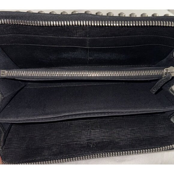 Fendi Karlito Long Studded Black Saffiano Zip Wallet In Original Box. Authentic - Picture 12 of 16